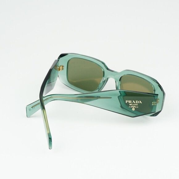 NEW Prada PR17WS 11R10E Sage Green Mirror Internal Silver Rectangle Sunglasses - Picture 9 of 14